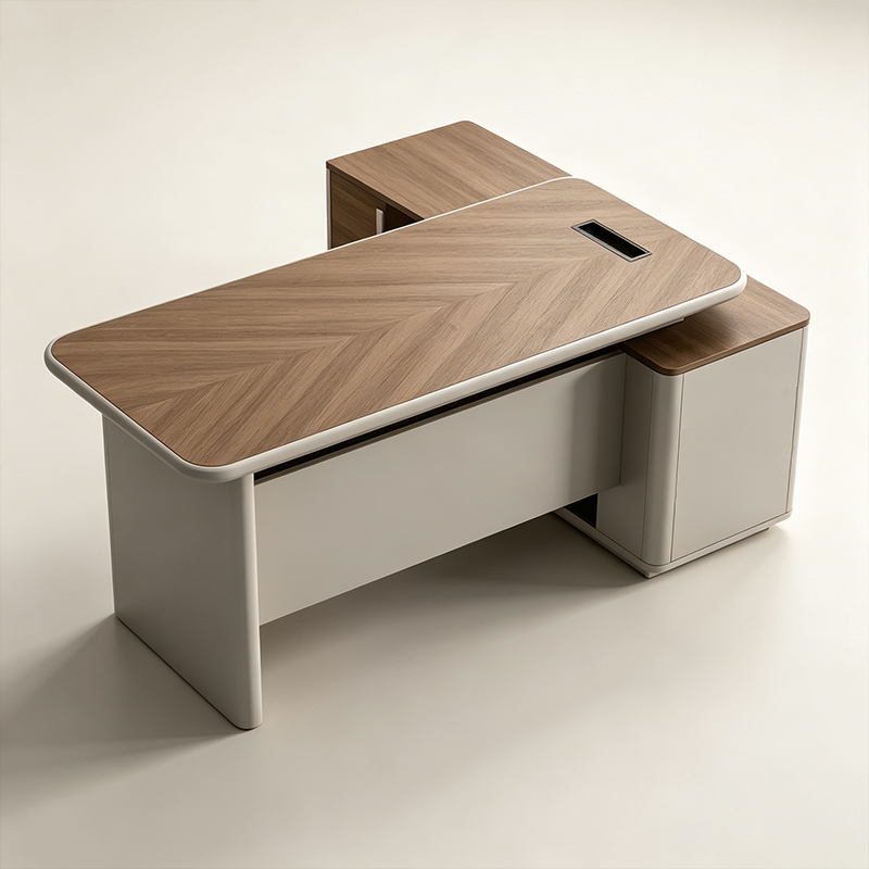 Modern minimalist executive desk, luxurious herringbone pattern grand desk, and combined office desk for the president‘’s office