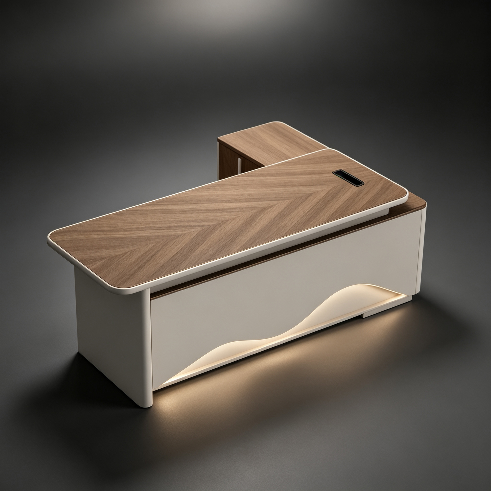 Modern Light Luxury Executive Desk, Office Boss Table with Built-in USB Charging Ambient Lighting